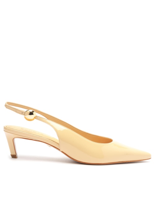 Scarpin Curve Heels Couro e Vinil – Bege