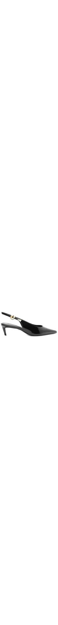 Scarpin Curve Heels Couro E Vinil - Preto
