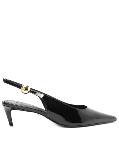 Scarpin Curve Heels Couro E Vinil – Preto