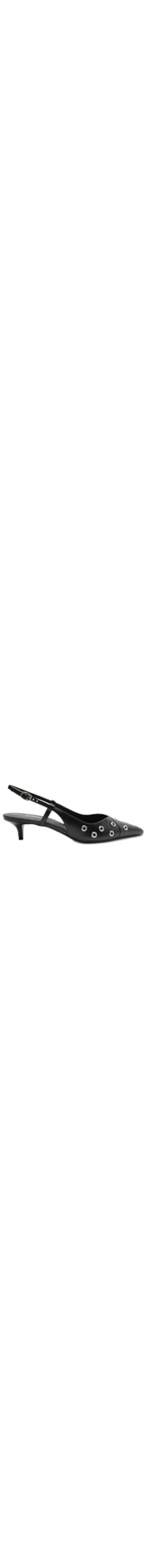 Scarpin Feminino Couro Bico Fino Slingback Ilhós - Preto