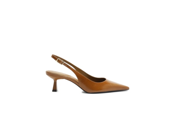 Scarpin Feminino Couro Salto Fino Slingback - Marrom