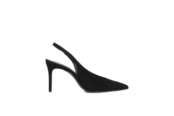 Scarpin Feminino Salto Fino Camurça - Preto