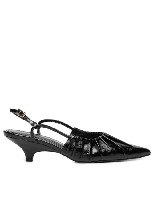Scarpin Feminino Salto Fino Em Couro - Preto