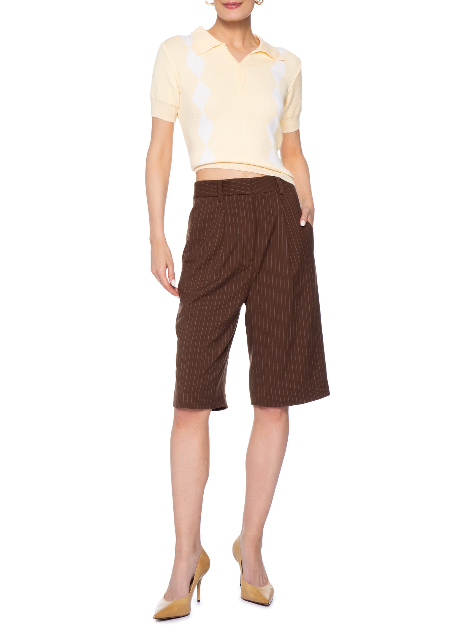 Scarpin Feminino Salto Fino Marrom Arezzo