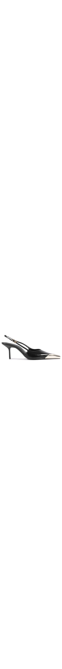 Scarpin Feminino Slingback Biqueira De Metal Couro - Preto