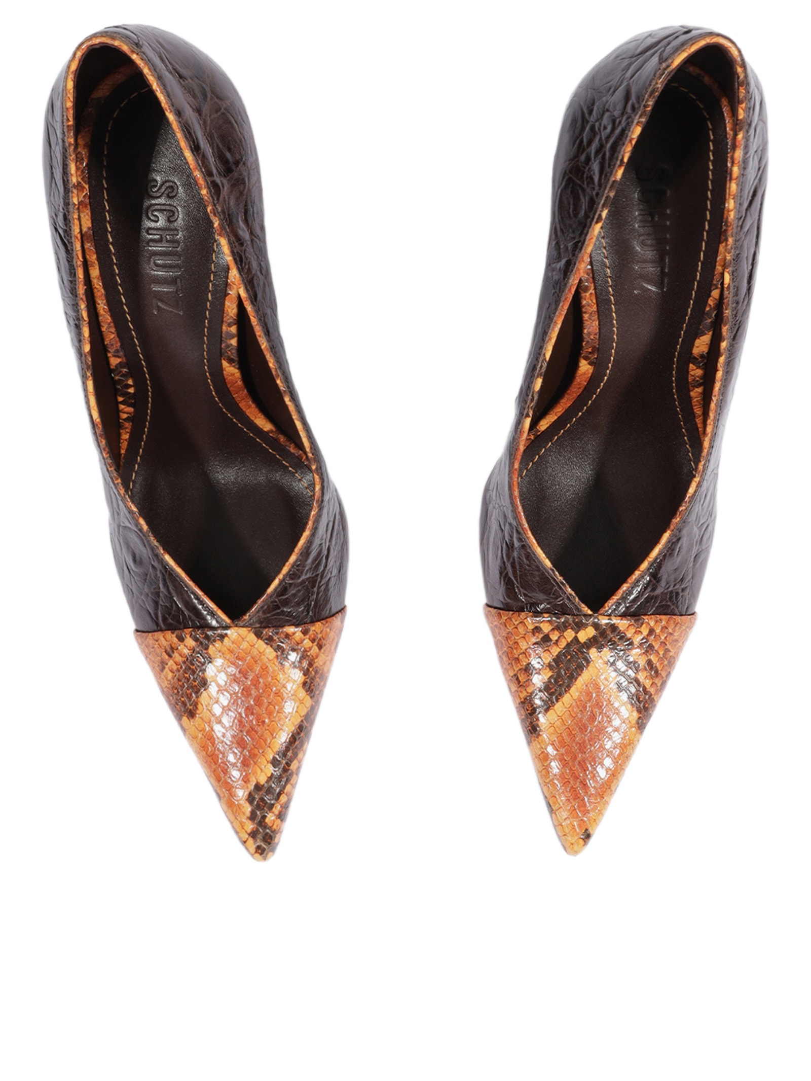 Scarpin Lexi Bico Fino Couro Marrom Schutz