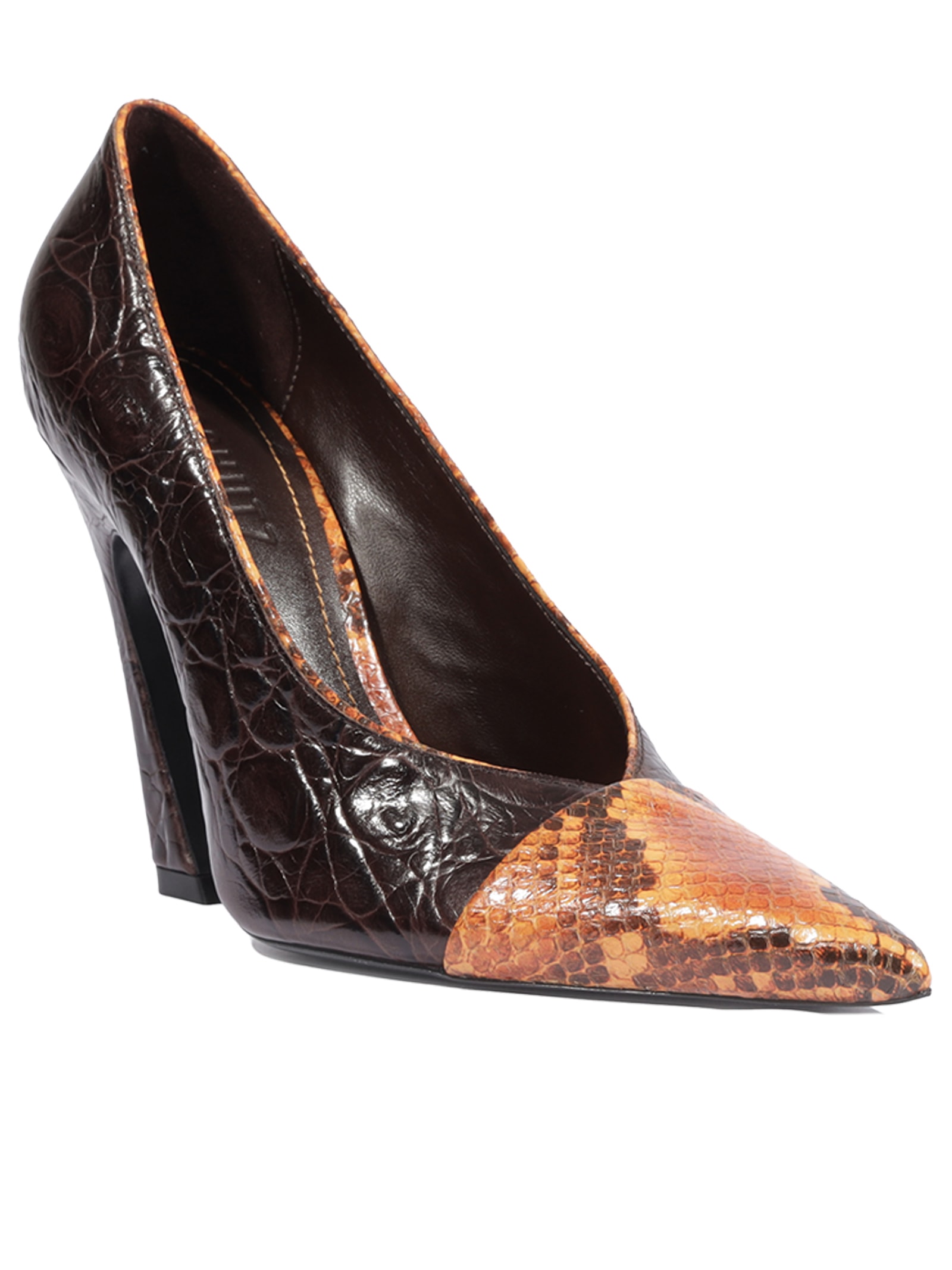 Scarpin Lexi Bico Fino Couro Marrom Schutz
