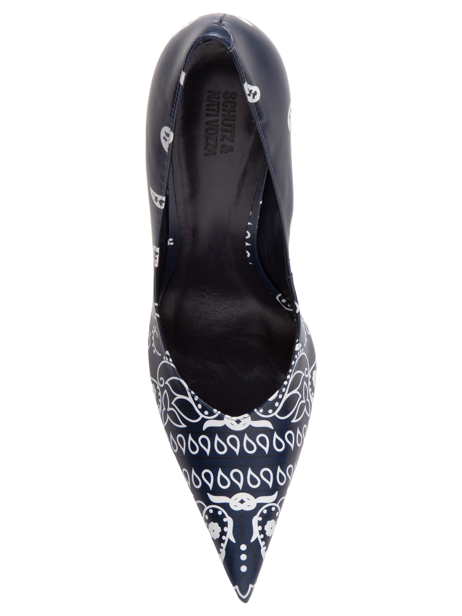 Scarpin Lexi Scarf Couro Azul Schutz + Nati Vozza