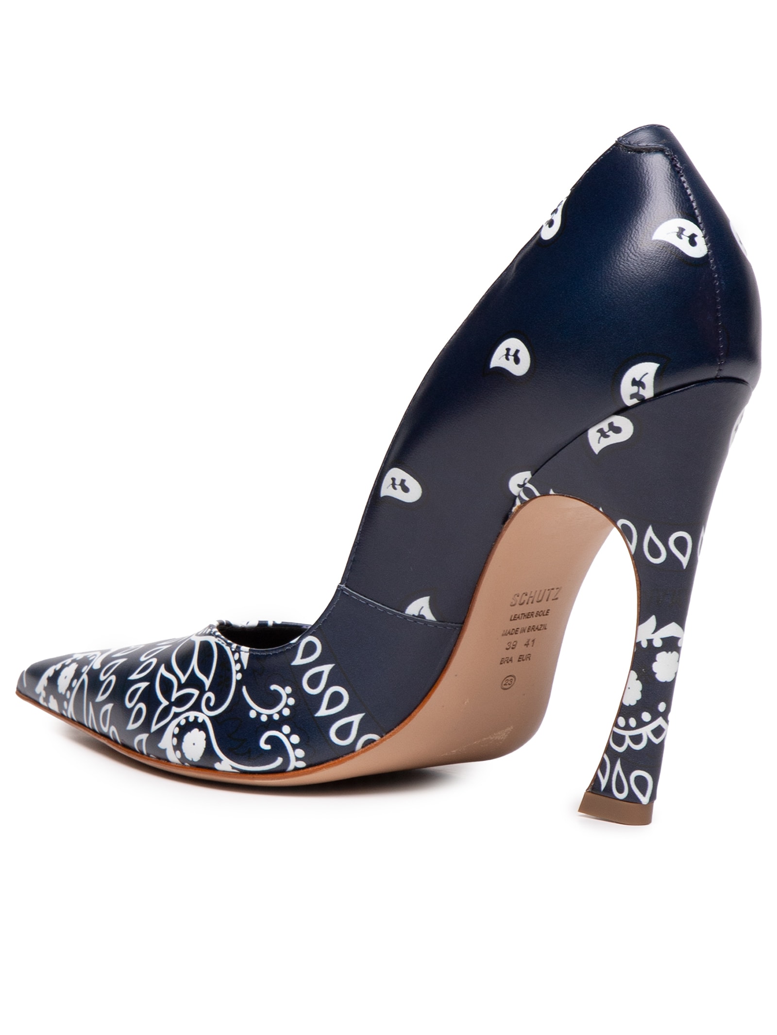 Scarpin Lexi Scarf Couro Azul Schutz + Nati Vozza