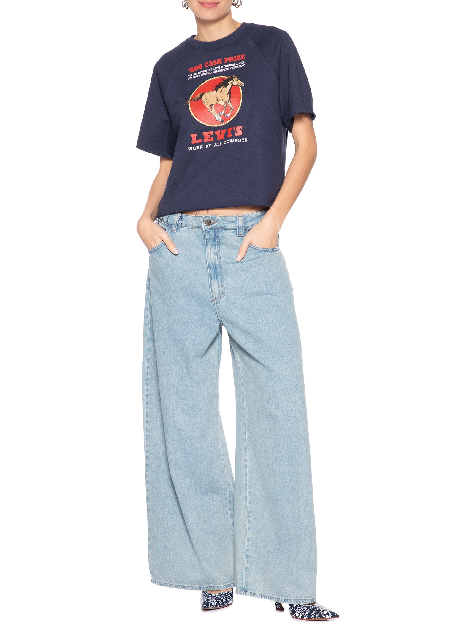 Scarpin Lexi Scarf Couro Azul Schutz + Nati Vozza