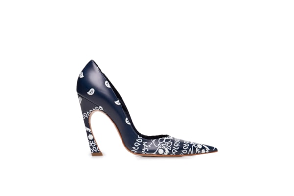 Scarpin Lexi Scarf Couro - Azul