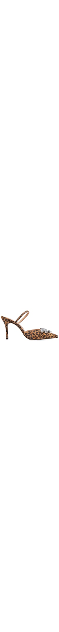 Scarpin Salto Alto Fino Em Couro Nobuck Onça Com Maxi Cristal Frontal - Animal Print