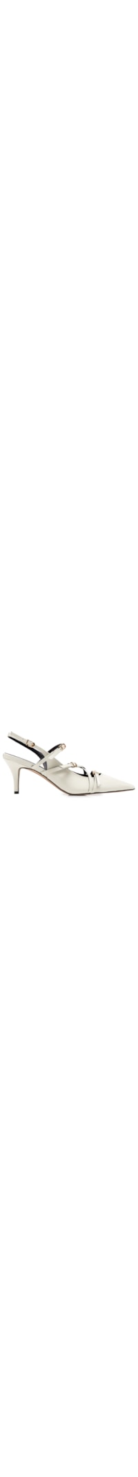 Scarpin Salto Baixo Slingback Fivelas - Branco