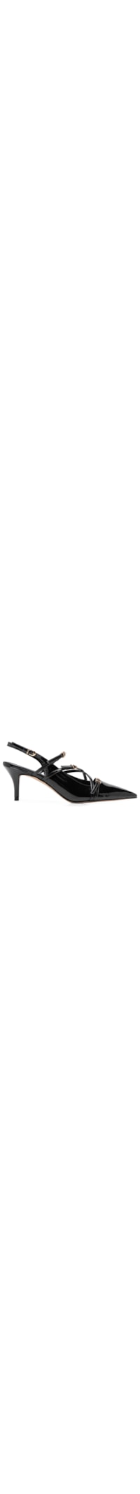 Scarpin Salto Baixo Slingback Fivelas - Preto