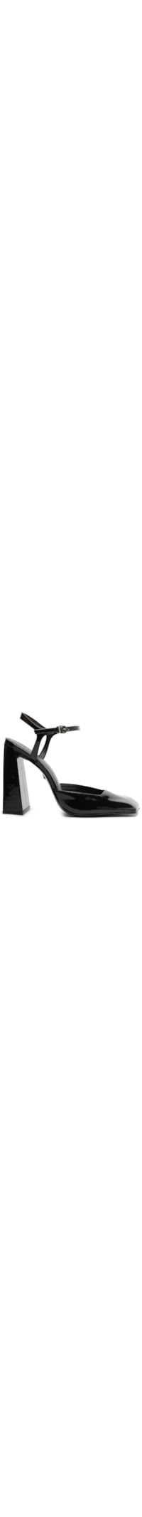 Scarpin Salto Bloco Alto Couro - Preto
