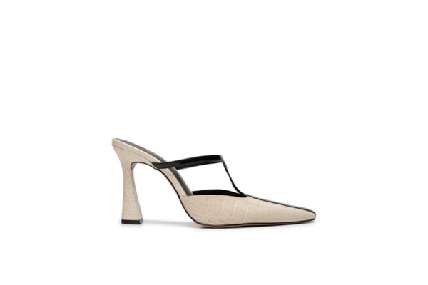 Scarpin Salto Fino Alto Croco Dacar Verniz Show - Branco