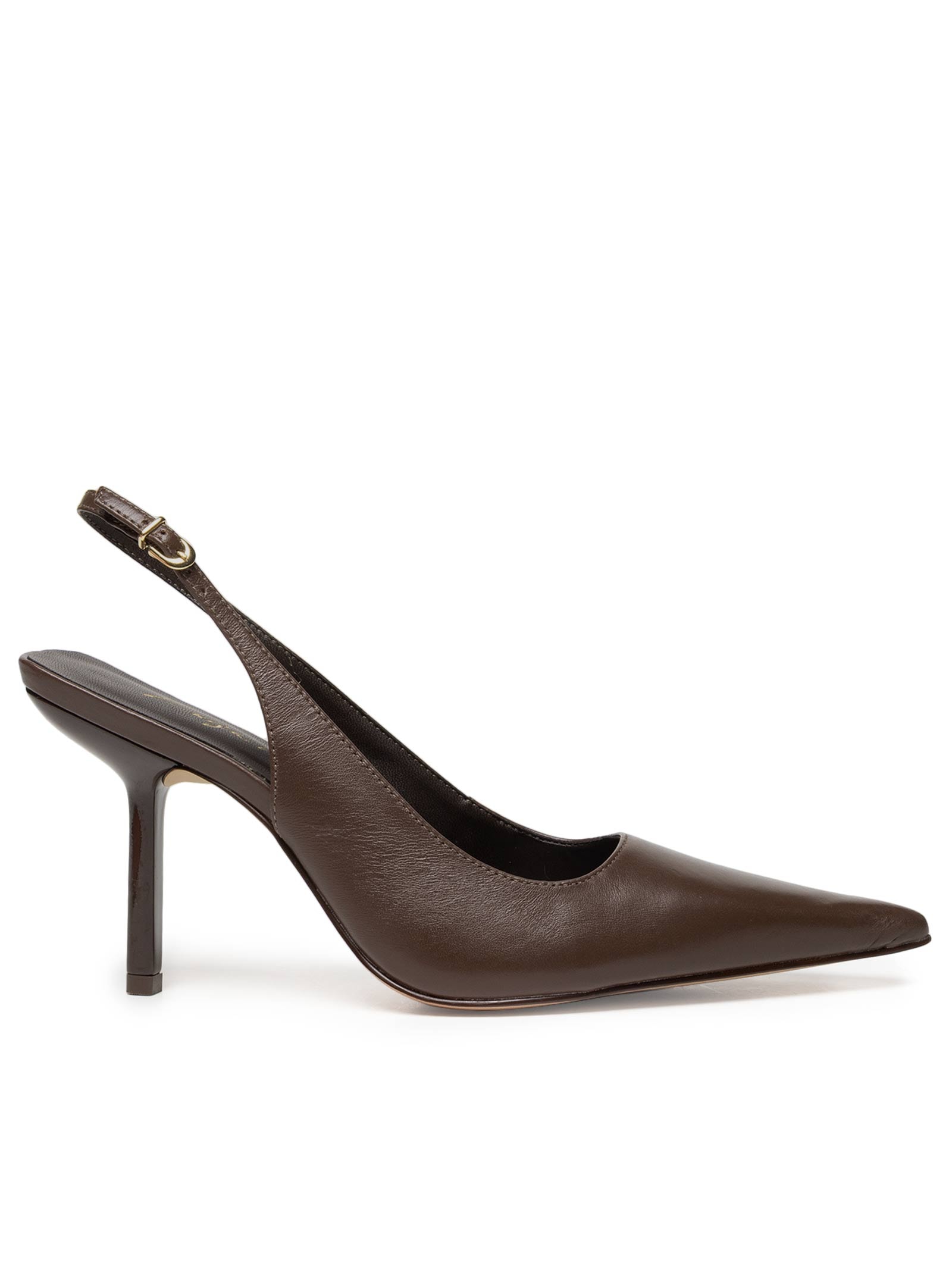 Scarpin Salto Fino Grease Marrom Luiza Barcelos