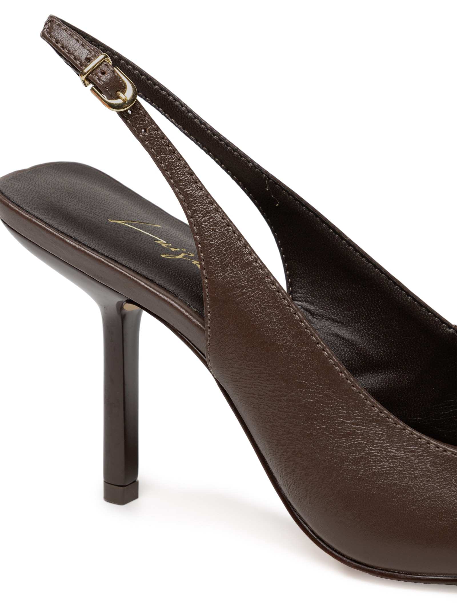 Scarpin Salto Fino Grease Marrom Luiza Barcelos