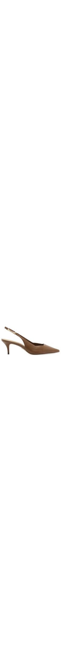 Scarpin Salto Fino Slingback Metais Couro - Marrom