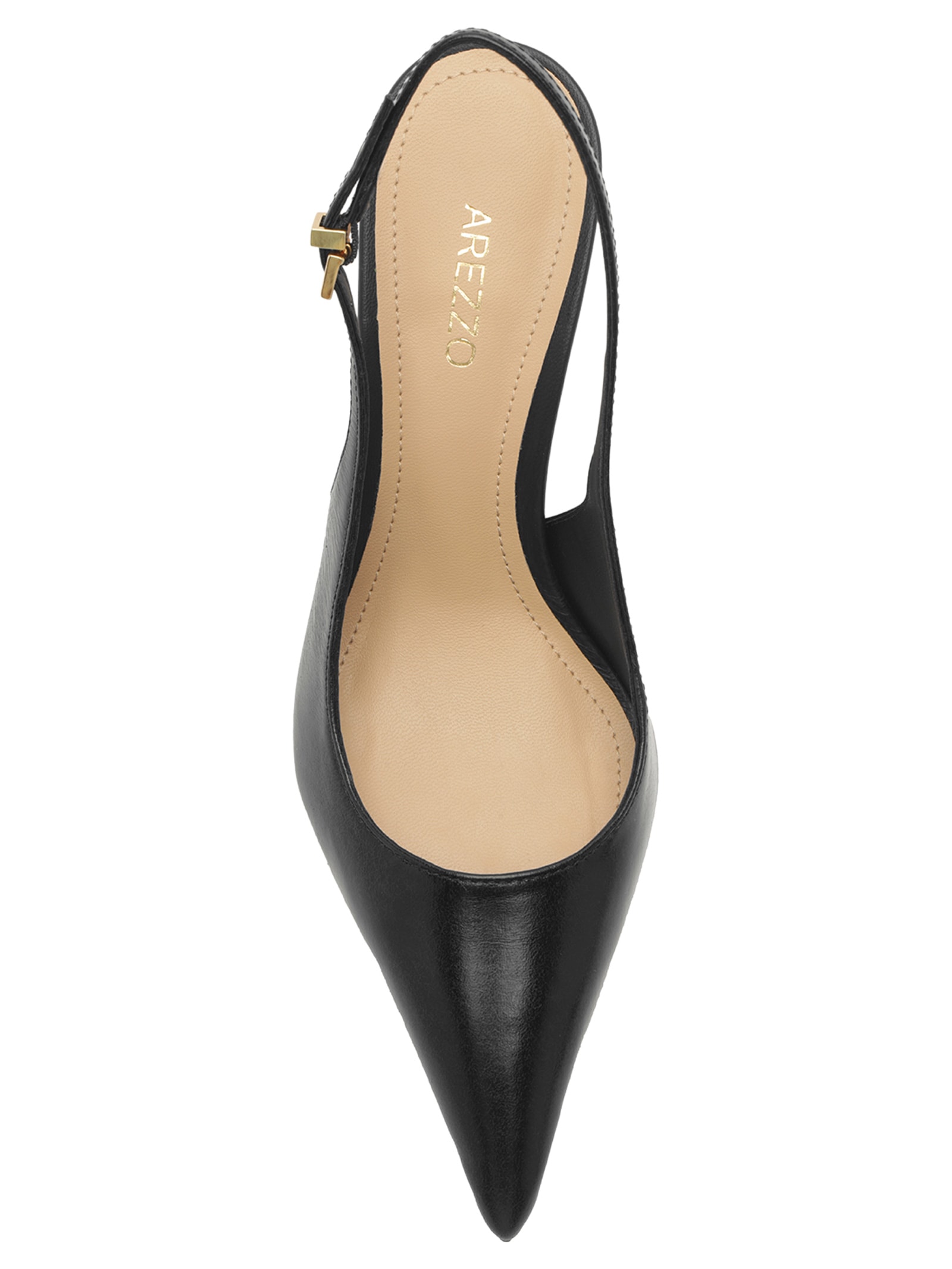 Scarpin Slingback Anabela Couro Salto Alto Preto Arezzo