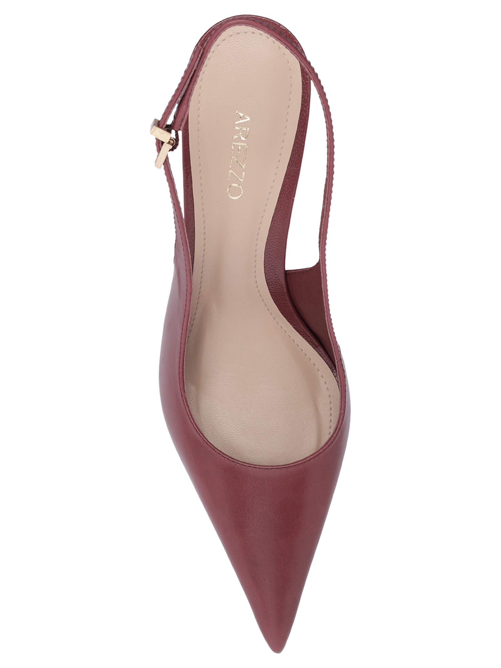 Scarpin Slingback Anabela Couro Salto Alto Vinho Arezzo