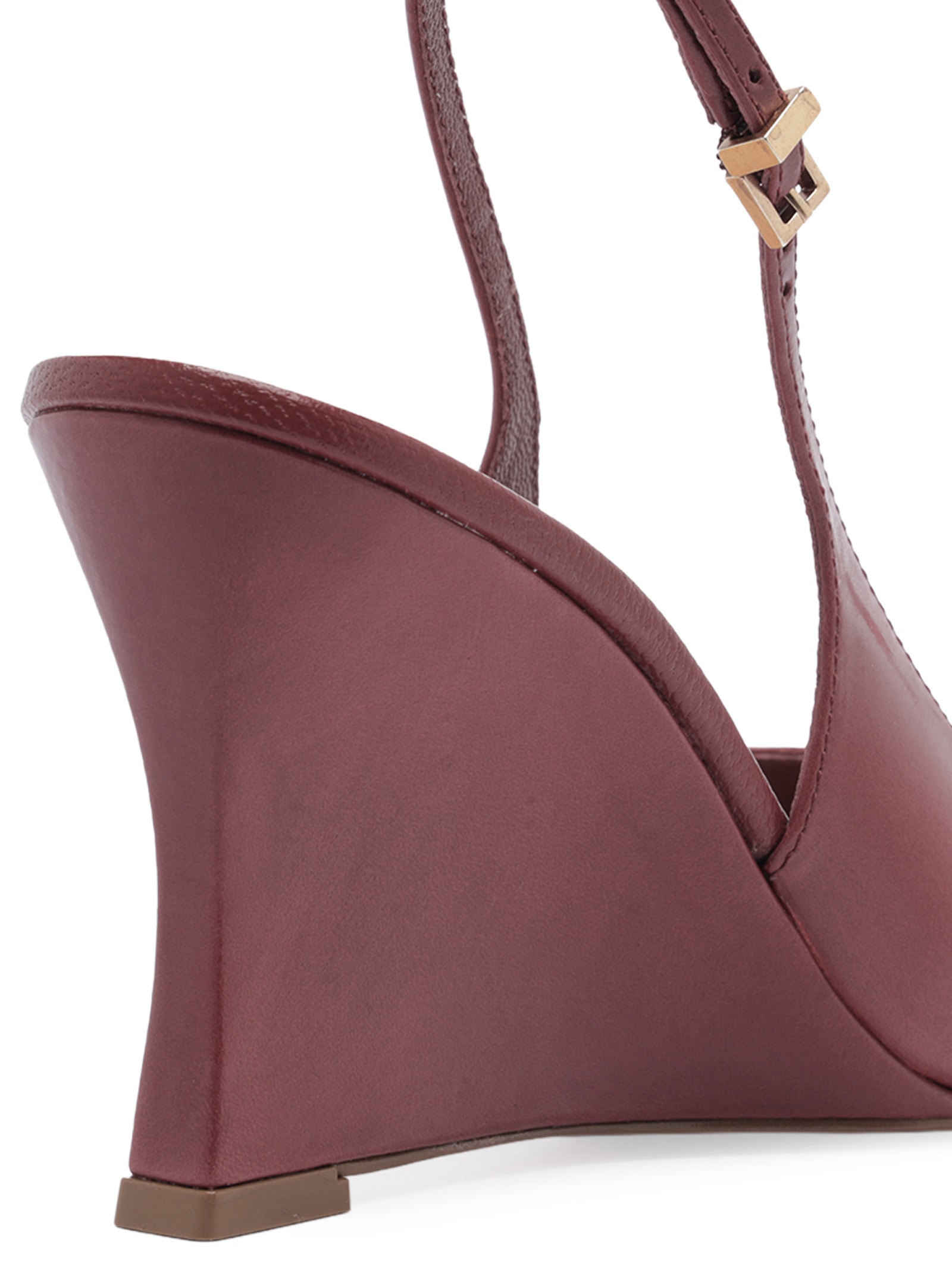 Scarpin Slingback Anabela Couro Salto Alto Vinho Arezzo