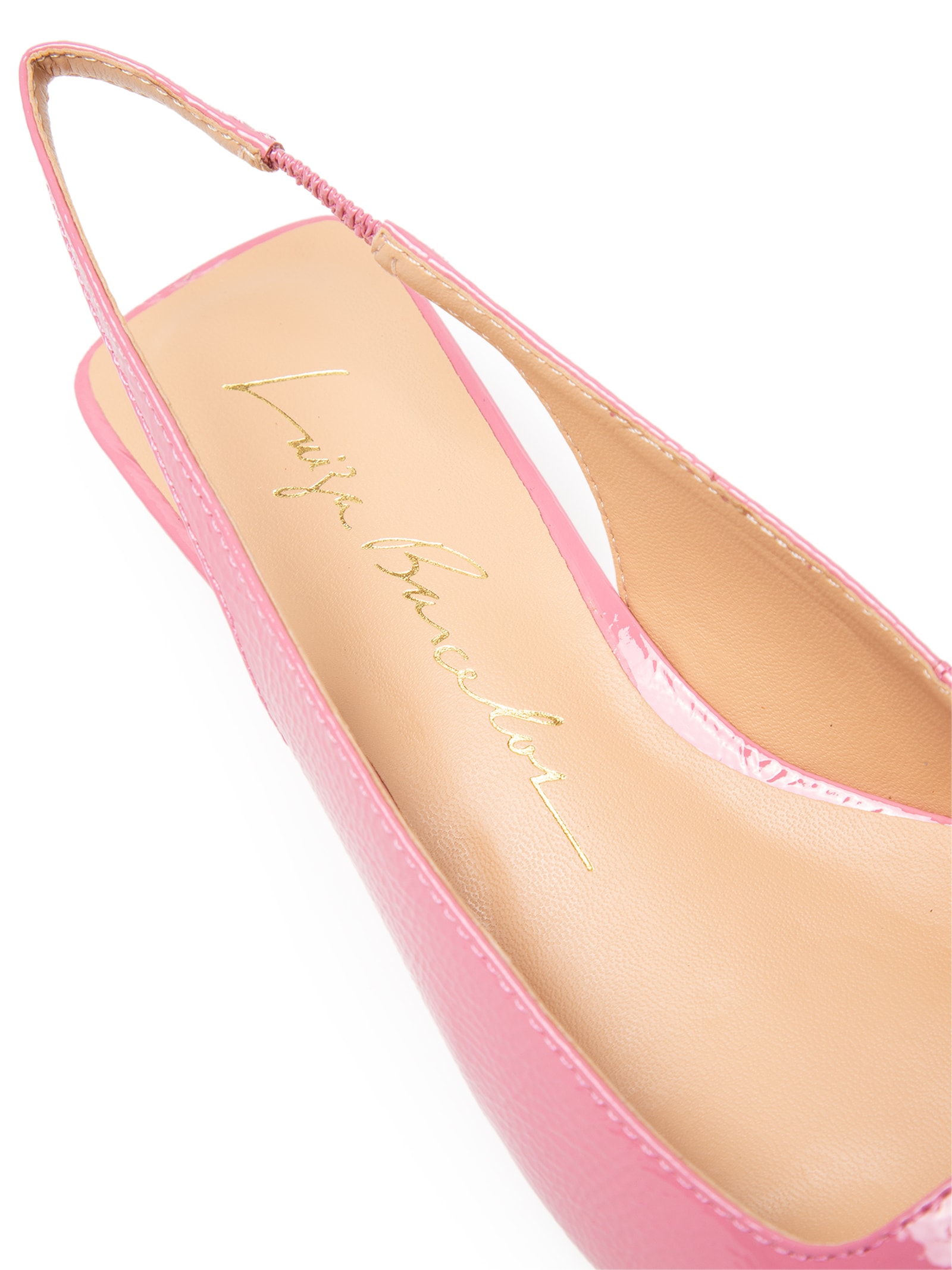 Luiza Barcelos - Scarpin Slingback Anabela Em Couro Verniz - Rosa