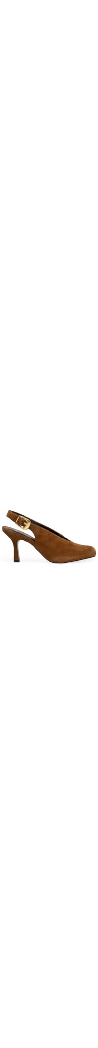 Scarpin Slingback Buckle Camurça - Marrom