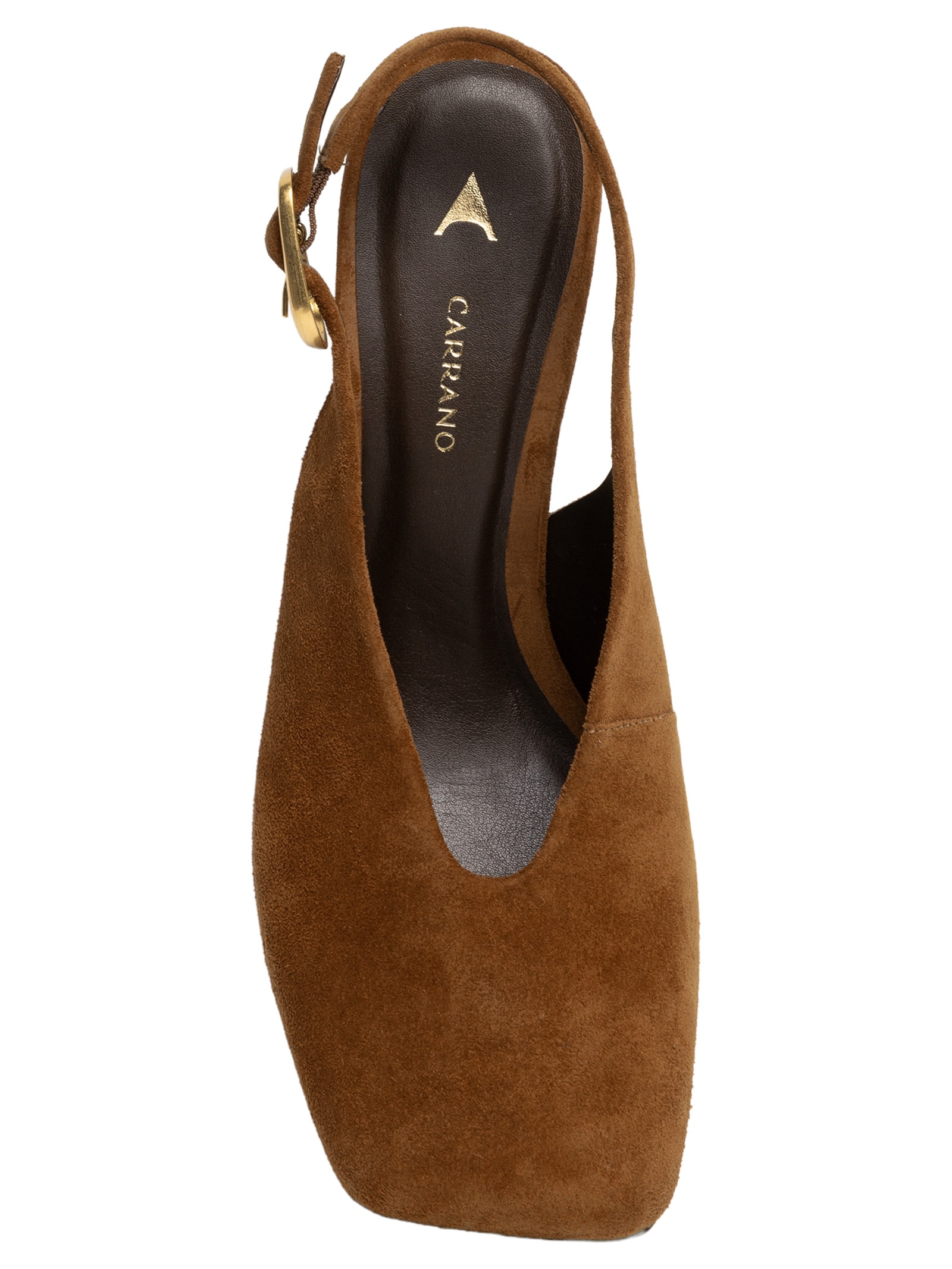 Scarpin Slingback Buckle Camurça Marrom Carrano