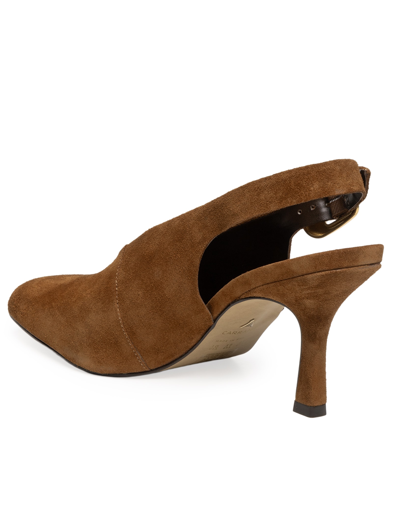 Scarpin Slingback Buckle Camurça Marrom Carrano