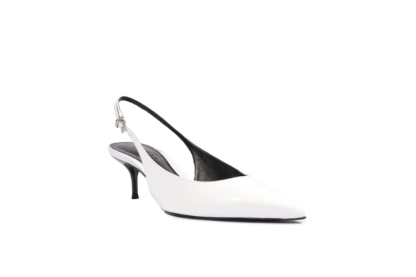 Scarpin Slingback Couro - Branco