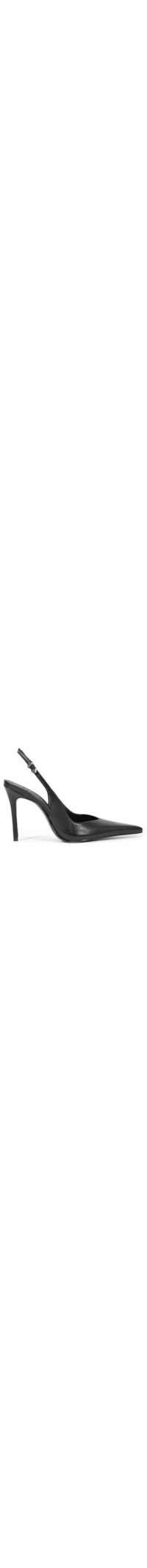 Scarpin Slingback Couro Salto Alto Fino - Preto
