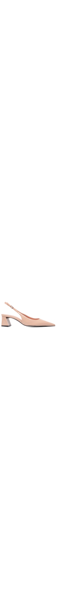 Scarpin Slingback Couro Salto Médio Bloco - Bege