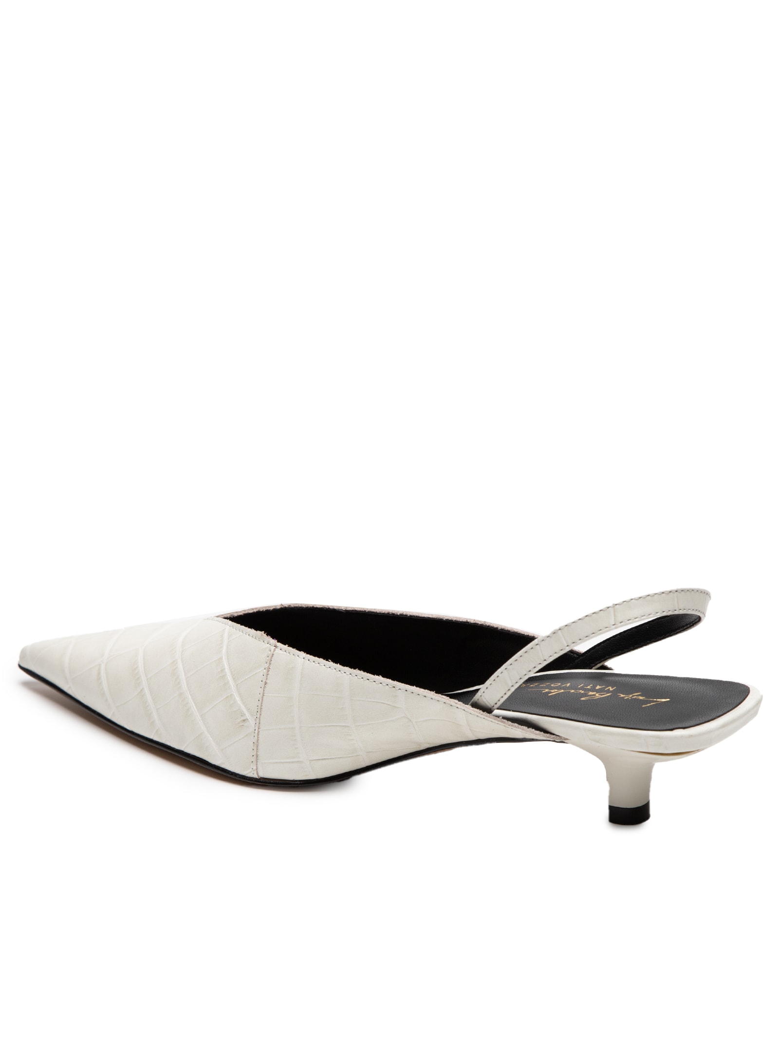 Luiza Barcelos + Nati Vozza - Scarpin Slingback Croco Cairo - Branco
