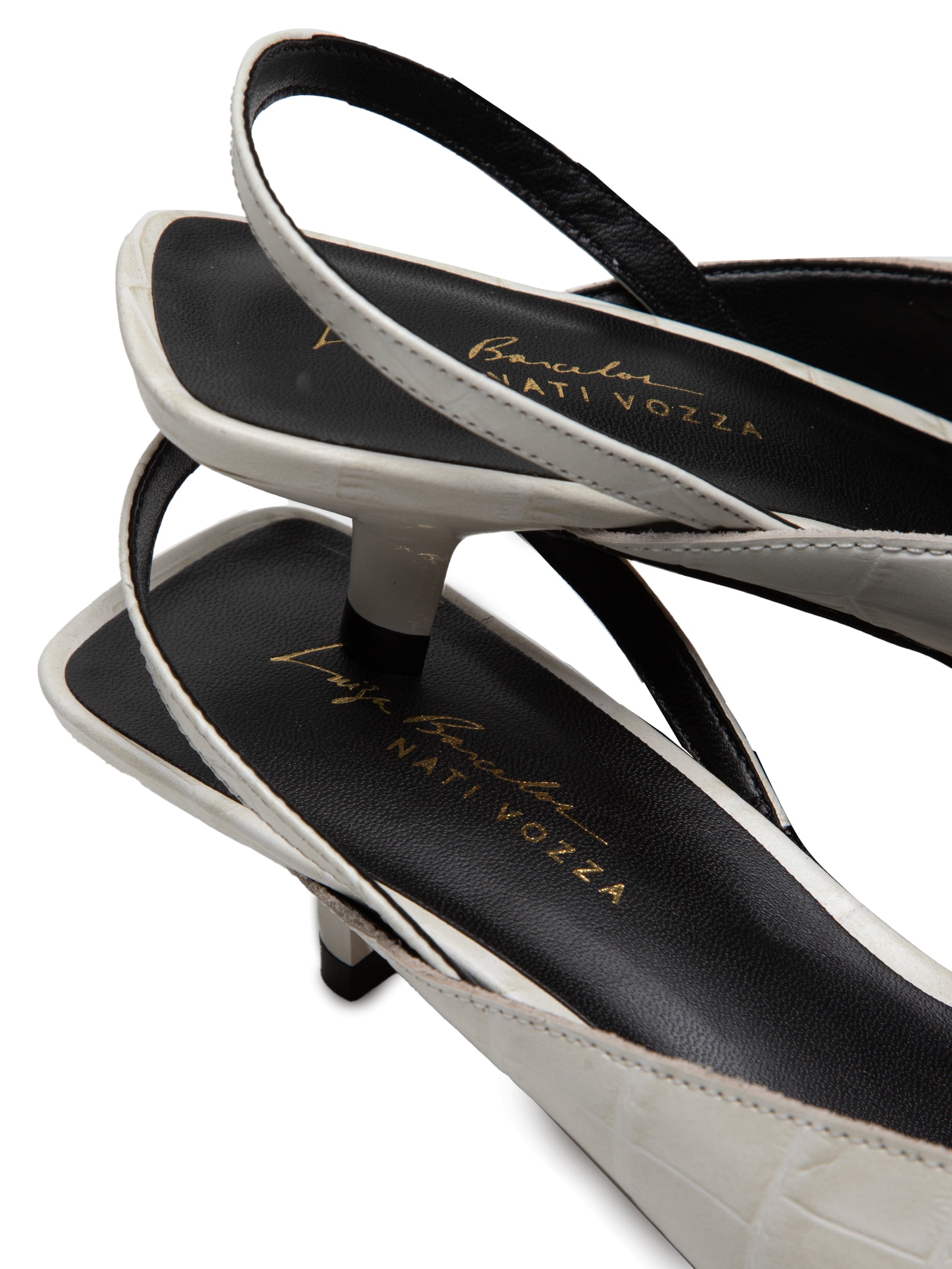 Luiza Barcelos + Nati Vozza - Scarpin Slingback Croco Cairo - Branco