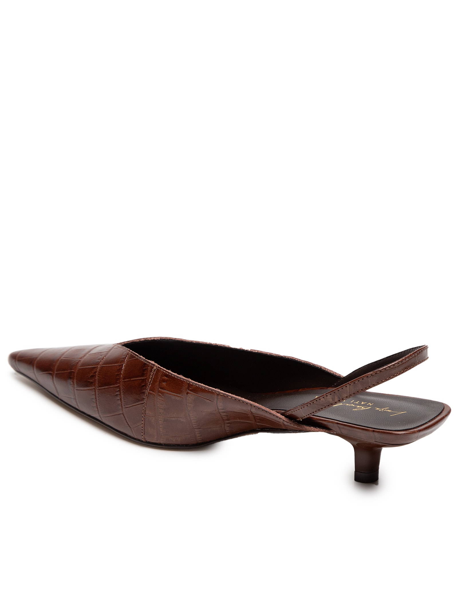 Scarpin Slingback Croco Chocolate - Luiza Barcelos + Nati Vozza