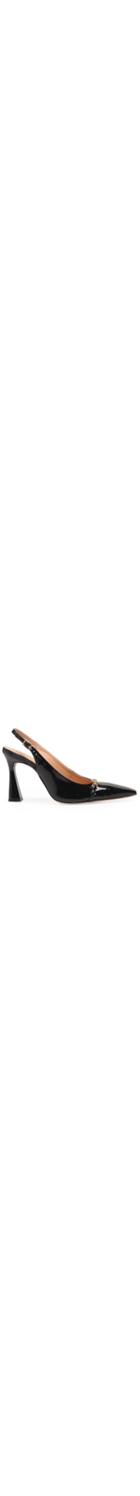 Scarpin Slingback De Salto Alto Em Verniz - Preto