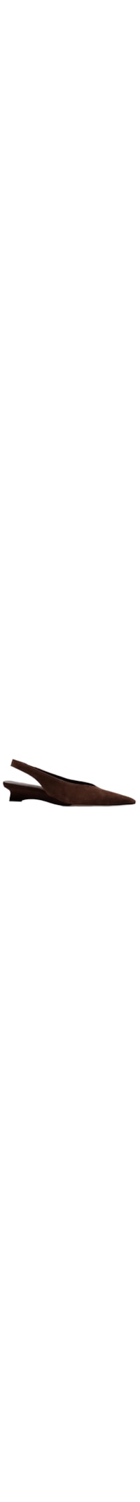 Scarpin Slingback De Salto Baixo Em Camurça - Marrom