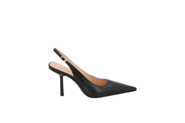 Scarpin Slingback Em Couro - Preto