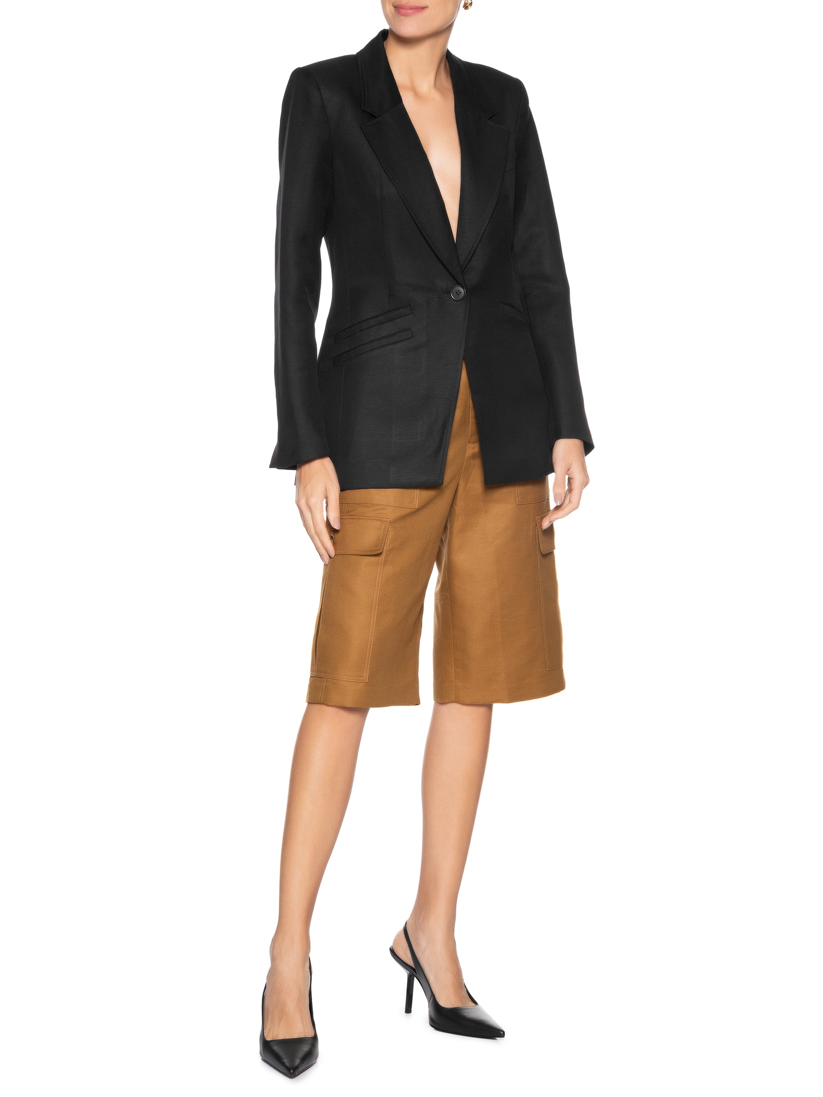 Scarpin Slingback Em Couro Preto Luiza Barcelos