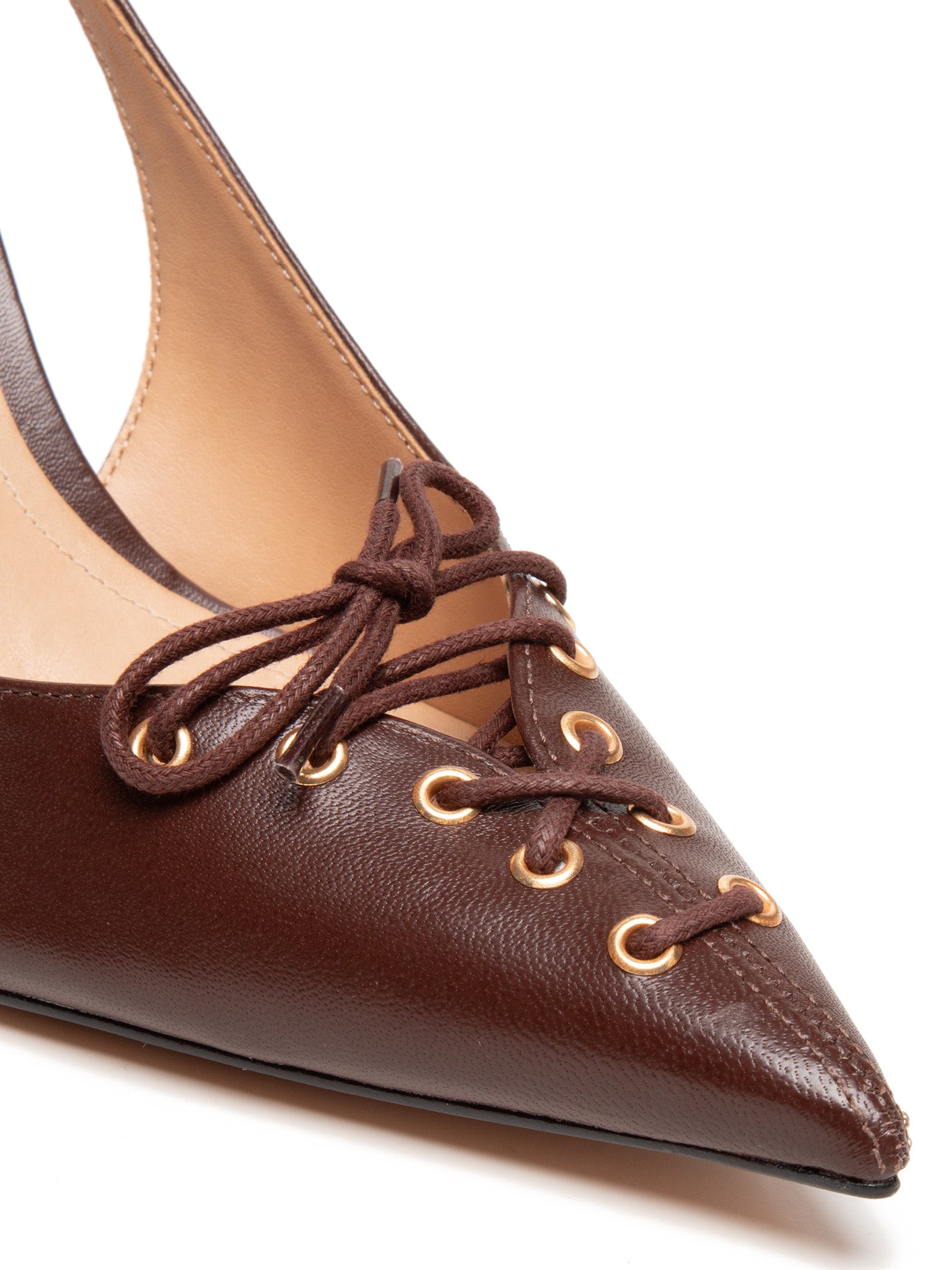 Scarpin Slingback Sabrine Couro Marrom Schutz