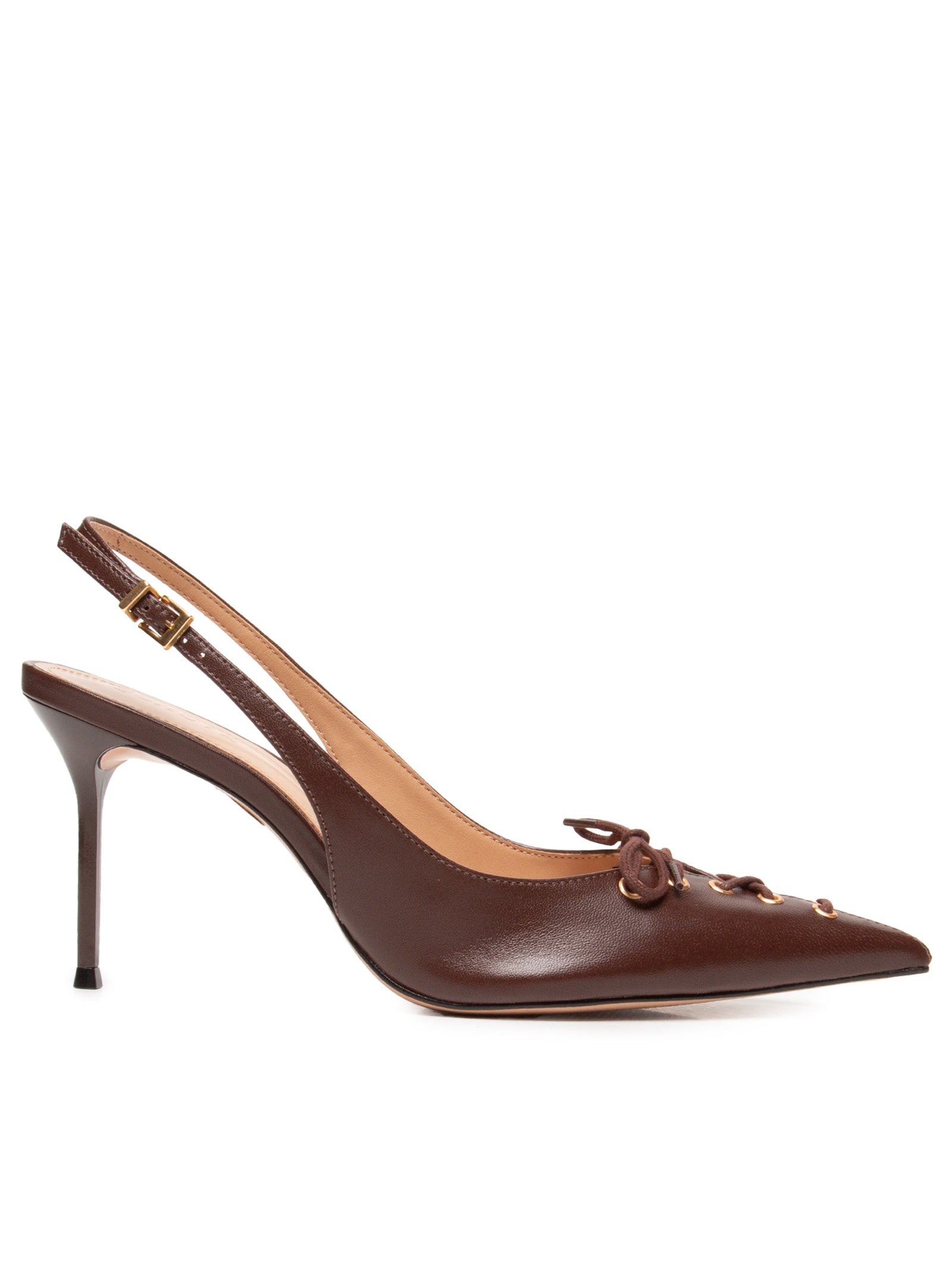 Scarpin Slingback Sabrine Couro Marrom Schutz