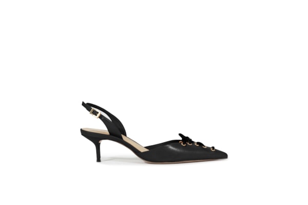 Scarpin Slingback Sabrine Mid Couro - Preto