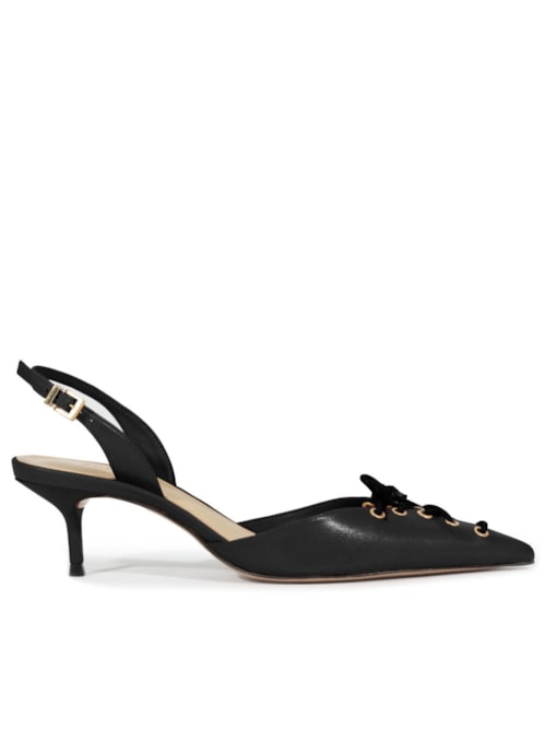 Scarpin Slingback Sabrine Mid Couro – Preto