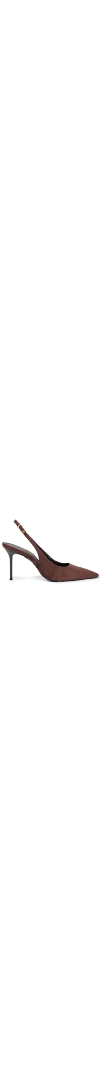 Scarpin Slingback Salto Alto Fino Camurça - Marrom