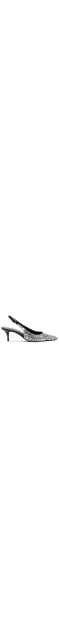 Scarpin Slingback Salto Alto Fino Tachas - Preto
