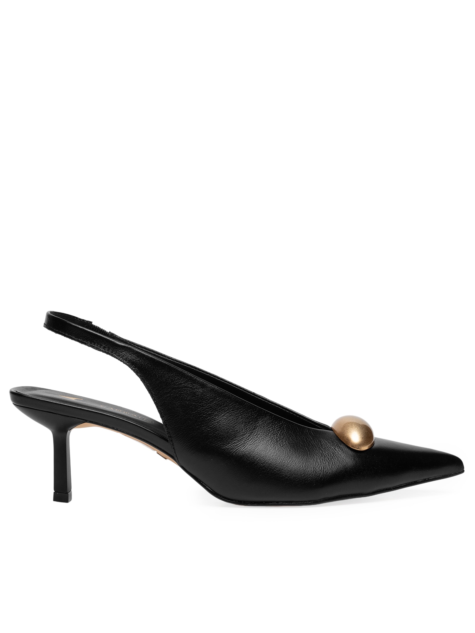 Scarpin Slingback Salto Fino Couro Preto Carrano