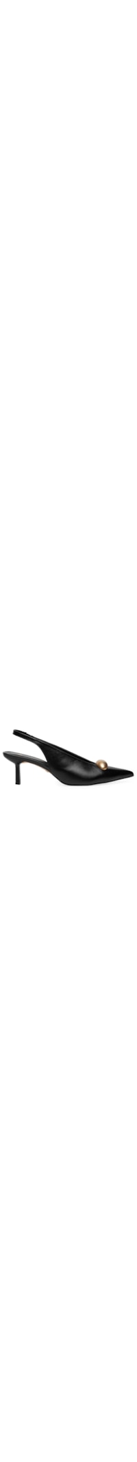 Scarpin Slingback Salto Fino Couro - Preto
