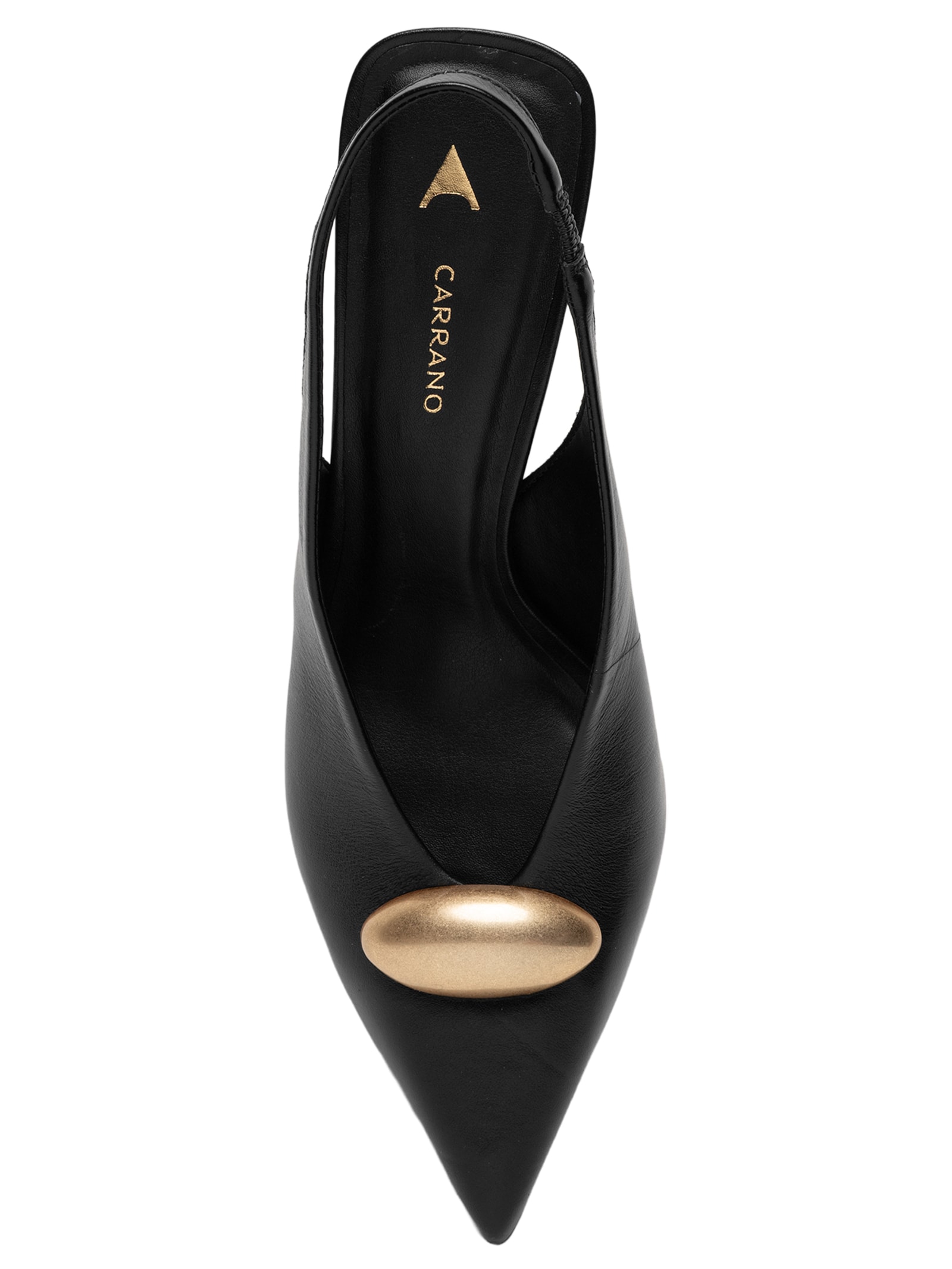 Scarpin Slingback Salto Fino Couro Preto Carrano