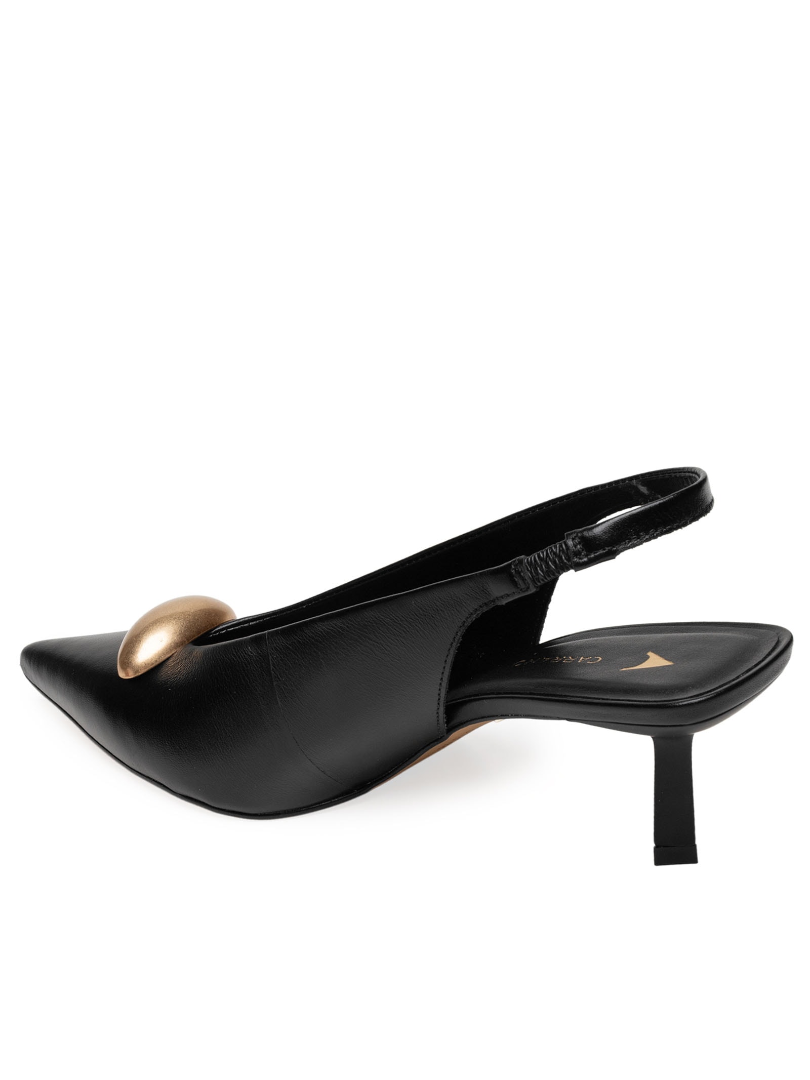 Scarpin Slingback Salto Fino Couro Preto Carrano